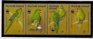 NORFOLK ISL Sc 421 NH issue of 1987 - WWF - BIRDS - PARROTS