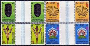 New Hebrides Br 268-271,Fr 288-291 gutter.MNH.Arts Festival 1979.Spear,Headdress