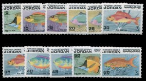 Jordan #758-768 Cat$25.20, 1974 Fish, complete set, never hinged