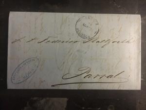 1868 Franco Durango Mexico Stampless Letter sheet Cover To Parral Chihuahua