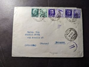 1943 Censored Italy Cover Brescia to Massagno Ticino Switzerland