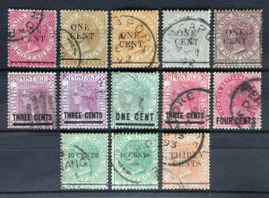 MALAYA 1885-99 STRAITS SETTLEMENTS QV overprints 13V USED M2546