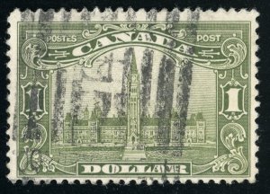 Canada Scott 159  Used $1 Olive Green 1929  QC053  bhmstamps