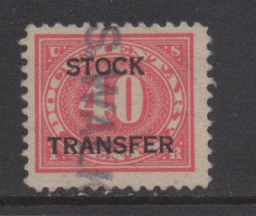 Scott #   RD8    used  40  cent  single Stock Transfer
