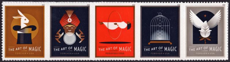 SC#5301-05 (50¢) The Art of Magic Strip of Five (2018) SA