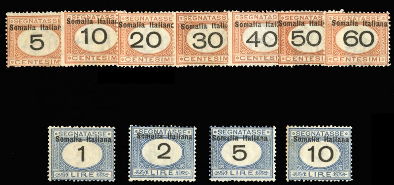 Italian Colonies, Somalia #J31-41 Cat$1,140, 1926 Numerals, complete set, nev...