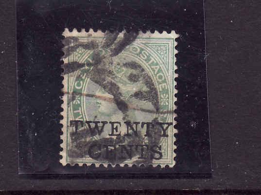 D3-Ceylon-Scott#105-used QV-20c on 24c green-1885-creased-