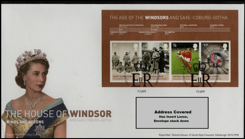 GB FDC 2012 House of Windsor Stamps & MS First Day Cover