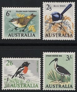 AUSTRALIA 1963 Sc 367,371-73, Mint MLH - BIRDS  VF, Cv $13.35