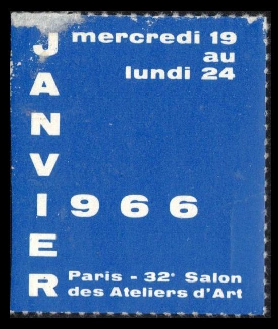 FRANCE PARIS 32e SALON ATELIER D'ART 19 JAN 1966 POSTER STAMP CINDERELLA C NOTE