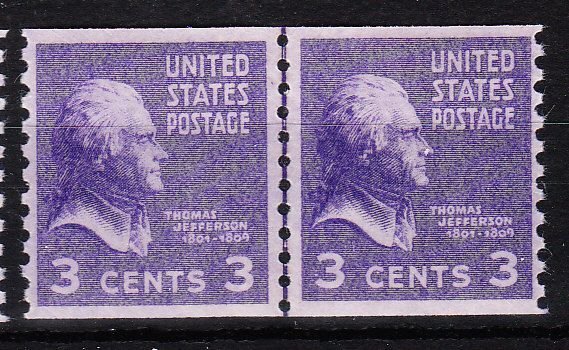 MOstamps - US Scott #842 Mint OG NH Coil Line Pair - Lot # HS-F350