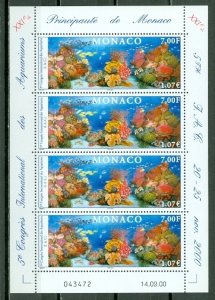 MONACO 2000 AQUARIUM #2182 IMPRINT BLK-SHEET of 4 MNH...$10.00