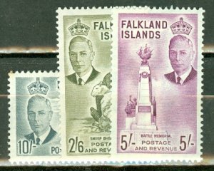 AB: Falkland Islands 107-120 mint CV $200; scan shows only a few