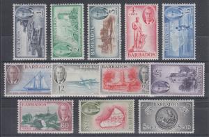 Barbados Sc 216-227 MLH. 1950 KGVI Pictorials, complete set, VF