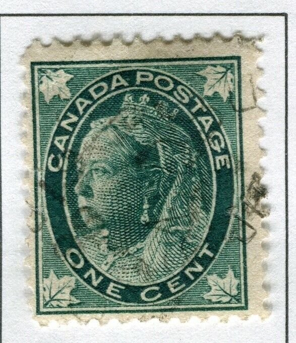 CANADA; 1897 early classic QV Maple Leaf issue fine used 1c. value