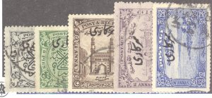 India- Feudatory States, Hyderabad, Scott #o46-50, Used