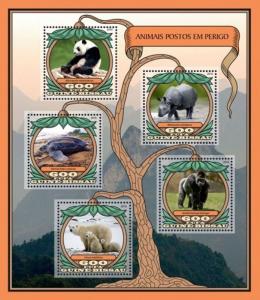 Guinea-Bissau - 2016 Endangered Animals - 4 Stamp Sheet - GB16705a