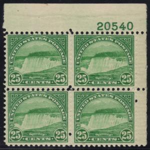 U.S. Scott #699 25-Cent Niagara Stamp - Mint NH Plate Block