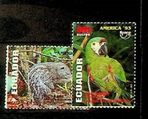 ECUADOR Sc 1324-5 NH ISSUE OF 1993 - ANIMALS & BIRDS - (JS23)
