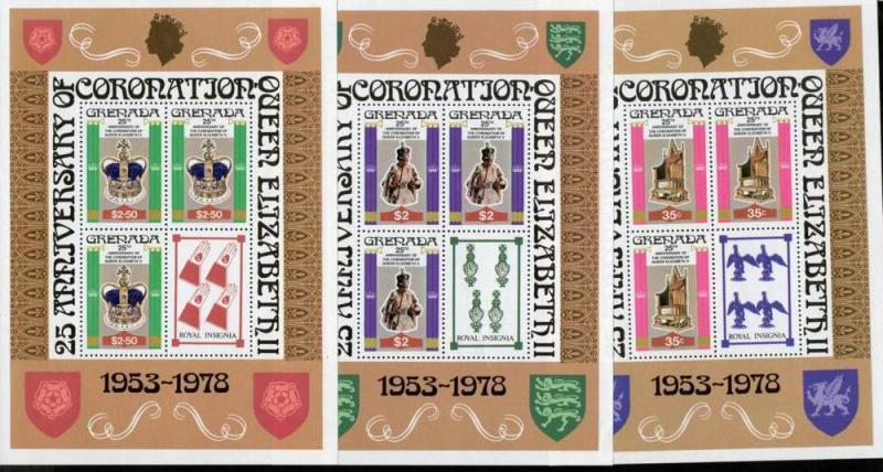 Grenanda 1978 25th Anniversary of Queen Elizabeth Coronation Sc 873-75 set of...