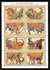 Comoro Islands Scott 809 MNHOG Sheet of 16 - 1994 Dinosaurs - SCV $17.50