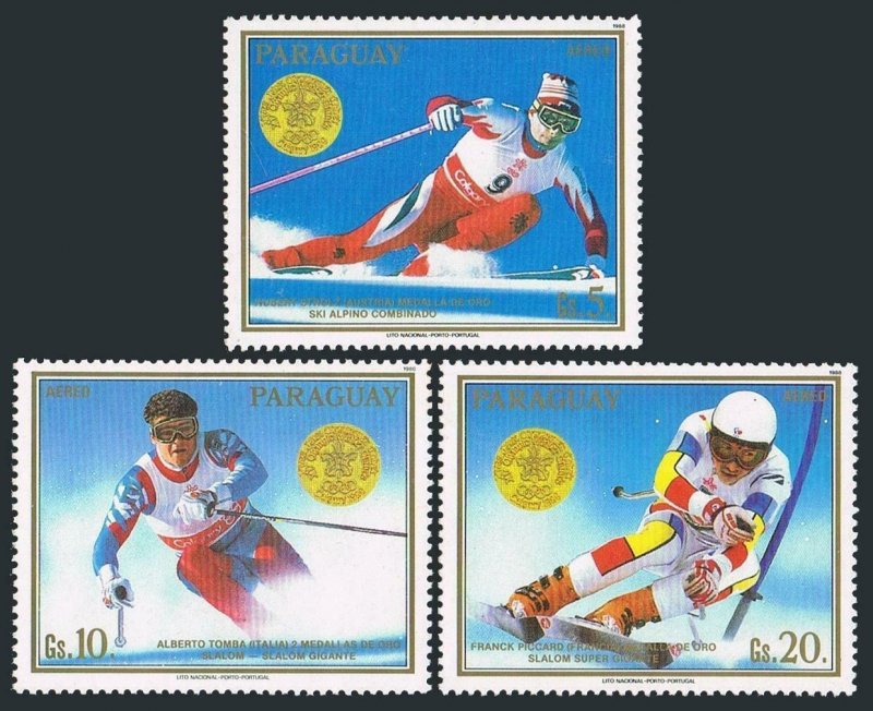 Paraguay C744-C746,MNH.Mi. Olympics Calgary-1988.Gold Medalists. 