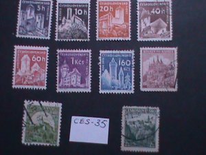 ​CZECHOSLOVAKIA 10 DIFFERENTS FAMOUS BUILDINGS -USED STAMPS- VF CES-35