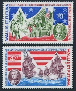 Wallis & Futuna 187-88,MNH.Mi 275-276. US-200,1976. Washington, Lafayette, Ship.