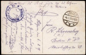 Germany WWI Licht-Messtrupp No21 Artillery Measurement Military Mail Used G68349