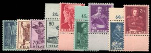 Switzerland #270-278 Cat$47.50, 1941-51 50c-2fr, complete set, never hinged