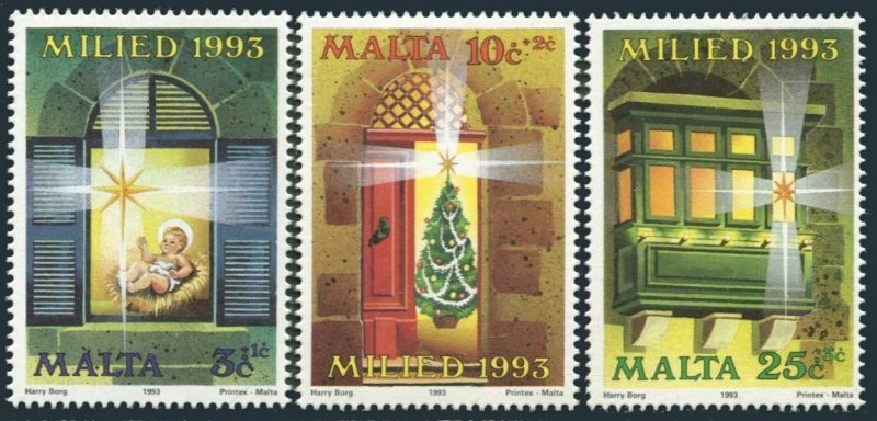 Malta B78-B80,MNH.Michel 917-919. Christmas 1993.Christ Child,Tree,Star.