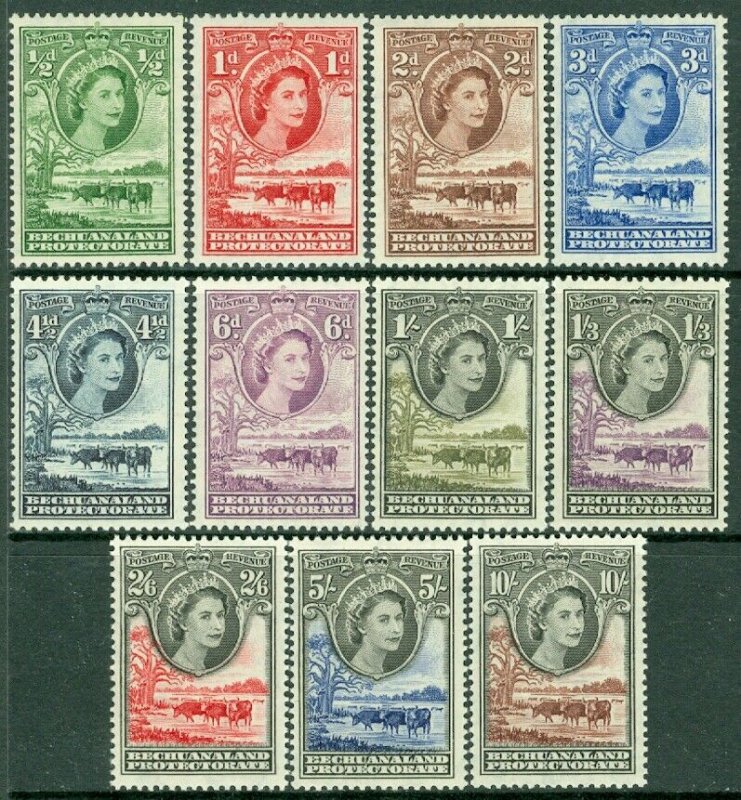 EDW1949SELL : BECHUANALAND 1955 Scott #154-65 Cplt except for #158 VFMOG Cat $94