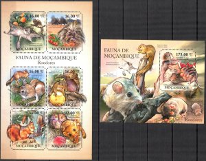 Mozambique 2011 Rodents Squirrels Sheet + S/S MNH