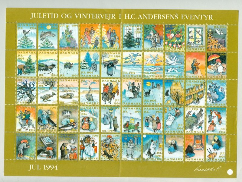 Denmark.  Christmas Seal  Sheet 1994  Mnh. Folded. H. C. Andersen Fairytales.