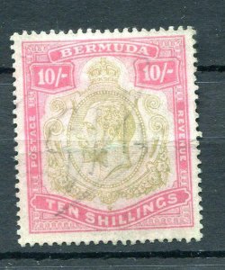 Bermuda British Commonwealth 1910 Used 10 shGreen Paper Sc 53 CV $425 9318