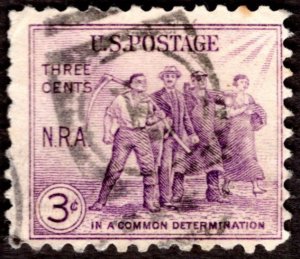 1933, US 3c, Group of Workers - NRA, Used, Sc 732