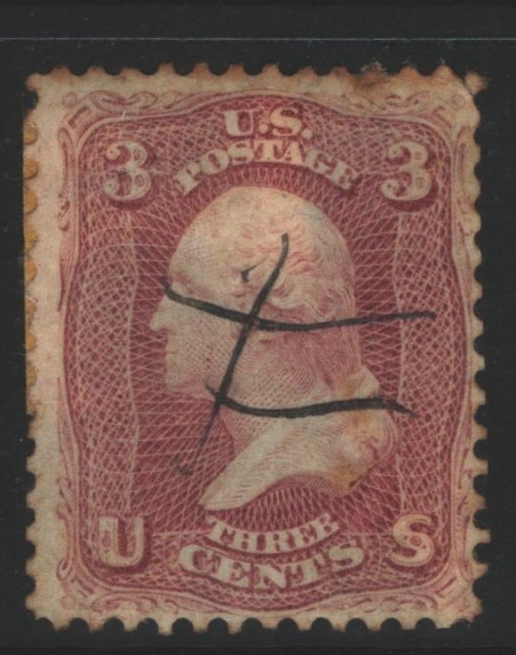 USA Sc#65 Used - some paper adhesion reverse