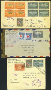 HONDURAS  1940's THREE COVERS 1 CENSORED ALL TO U.S.