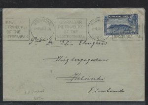 GIBRALTAR COVER (P1904B) 1936  KGV 3D  ROCK SLOGAN CANCEL COVER TO FINLAND 