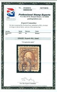 USA : 1911. Scott #377 Used. Superb Jumbo. PSE Certificate Graded 98J. SMQI $400