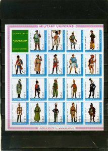 AJMAN 1972 MILITARY UNIFORMS SHEET OF 19 STAMPS IMPERF. MNH