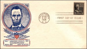 Scott 821 16 Cents Lincoln WSE / Clifford FDC Unaddressed Planty 821-58