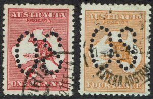 AUSTRALIA 1913 KANGAROO LARGE OS 1D AND 4D USED  