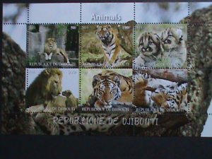 DJIBOUTI-2011- ENDANGER ANIMALS LIONS-TIGERS MNH S/S-VF WE SHIP TO WORLD WIDE