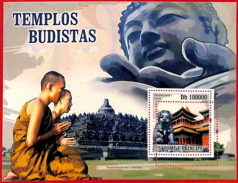A3192- SAO TOME & PRINCIPE, ERROR MISSPERF Souvenir sheet: 2009 Buddhist Temples