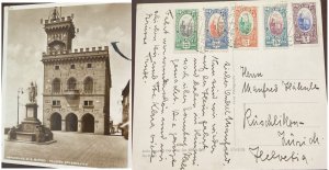 D)1914, SAN MARINO, POSTCARD, GOVERNMENT BUILDING OF THE REPUBLIC OF SAN MAR