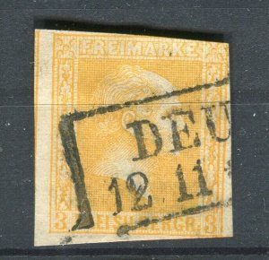 GERMANY PRUSSIA; 1858 classic Friedrich Imperf issue used 3sgr. value Postmark