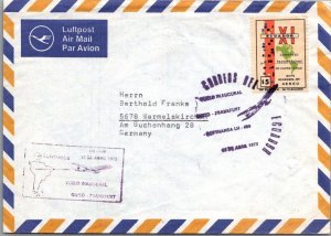 SCHALLSTAMPS ECUADOR 1973 POSTAL LUFTHANSA FIRST FLIGHT COVER ADDR GERMANY