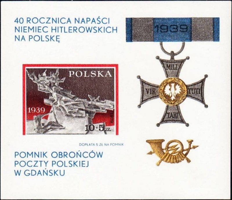 Poland 1979 MNH Stamps Souvenir Sheet Scott B137 Gdansk Post Second World War II