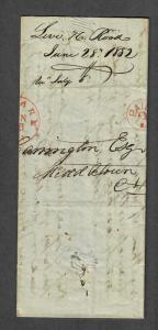 Newark Illinois June 28 1852 Stampless Cover F/L